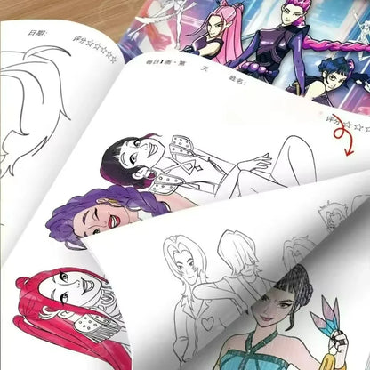 Stress Relief Coloring Book Cute Anime Girls 36/56 Pages Relaxing Activity Book for Adults Kids Birthday Gifts