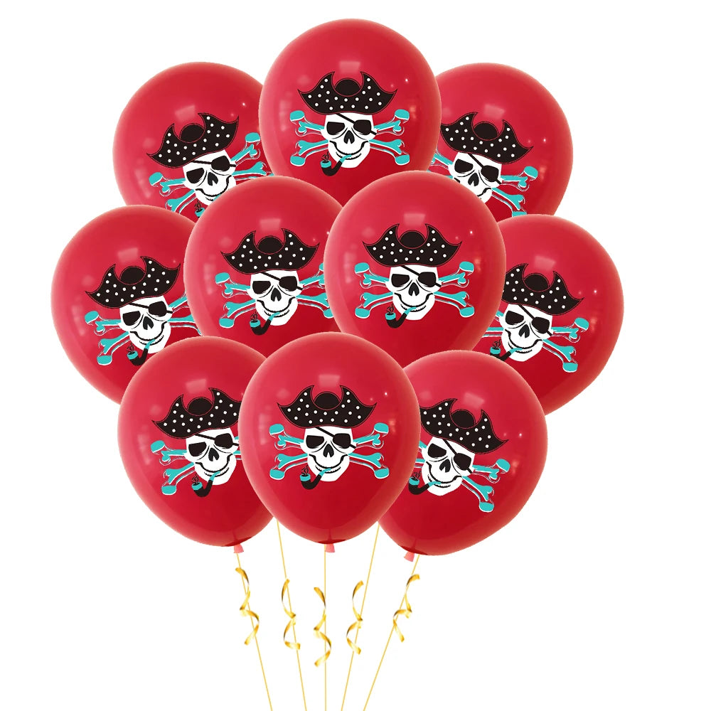 Pirate party napkins plates cups Tablecloths Banner Pirate skull balloon kids Caribbean Pirate themed birthday party decoration