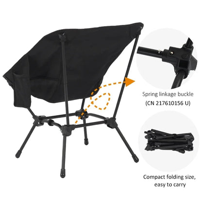 Lightweight Iron Tube Moon Chair, Square Four-Corner Foldable Camping Stool for Beach Fishing Outdoor Use
