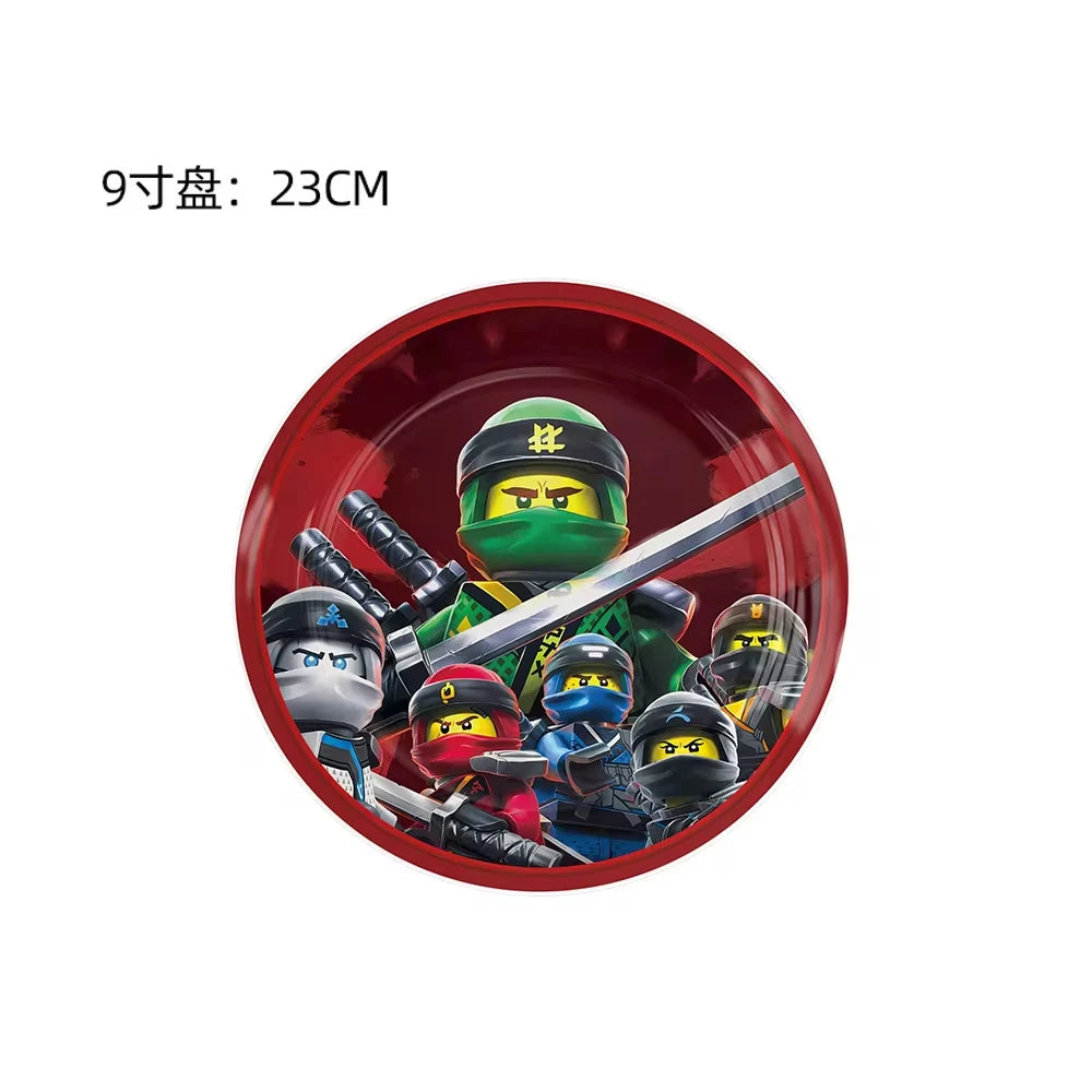 Ninjas Birthday Party Decoration Set Tableware Tablecloth Cup Plate Balloon Cake Topper Candy Boxes Party Favors Supplies Gifts