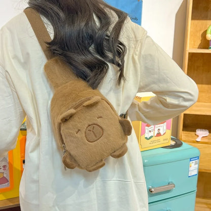 Large Capacity Capybara Plush Shoulder Bag Cartoon Capybara Handbag Unisex Capybara Handbag