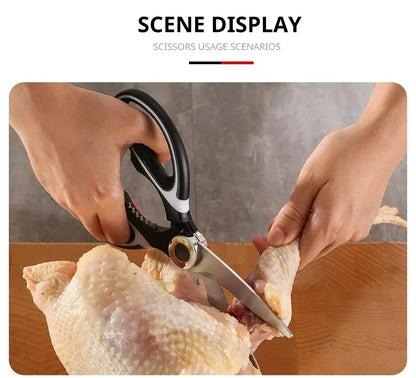 ‌Premium Stainless Steel Kitchen Scissors Heavy Duty Strong Blade for Cutting Fish Meat Chicken Bones Pizza Dishwasher Safe