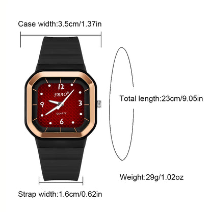 Trendy Square Dial Women Watch Teal Silicone Strap Rose Gold Bezel Analog Quartz Wristwatch Casual Waterproof Sport Wrist Clock