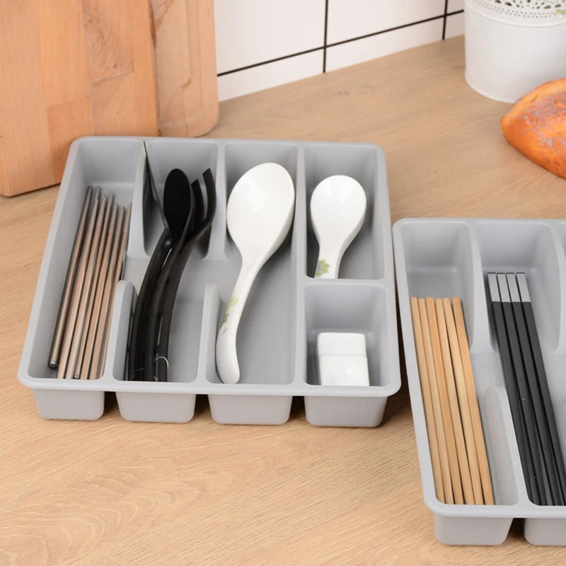 1Pc Kitchen Drawer Cutlery Organizer Silverware Holder Utensil Divider Box Plastic Flatware Storage Tray Home Restaurant Supply