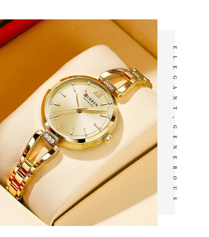CURREN 9092 Quartz Watches Women Elegant Bracelet Stainless Steel Strap Rhinestone Fashion Ladies Simple Watch Gifts reloj mujer
