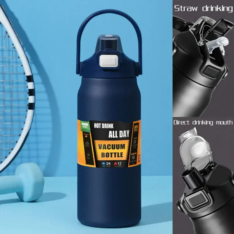 1.5L Large Capacity Stainless Steel Thermos Bottle, Portable Vacuum Insulated Water Tumbler