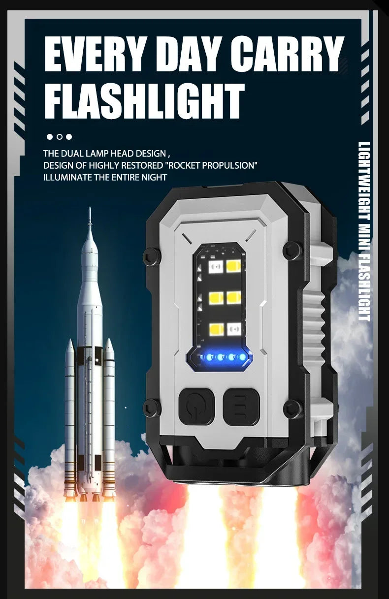 800mAh Super Bright LED COB Flashlight 8 Modes Keychain Light IPX4 Waterproof Magnetic Type C Rechargeable Mini EDC Torch Light