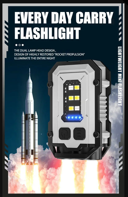 800mAh Super Bright LED COB Flashlight 8 Modes Keychain Light IPX4 Waterproof Magnetic Type C Rechargeable Mini EDC Torch Light