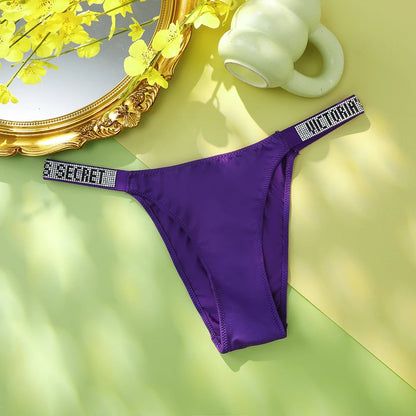 Victoria's Secret Women's Classic Striped Versatile Lace Sexy Panties Shaping Breathable Soft V-Chain Underwear Thong