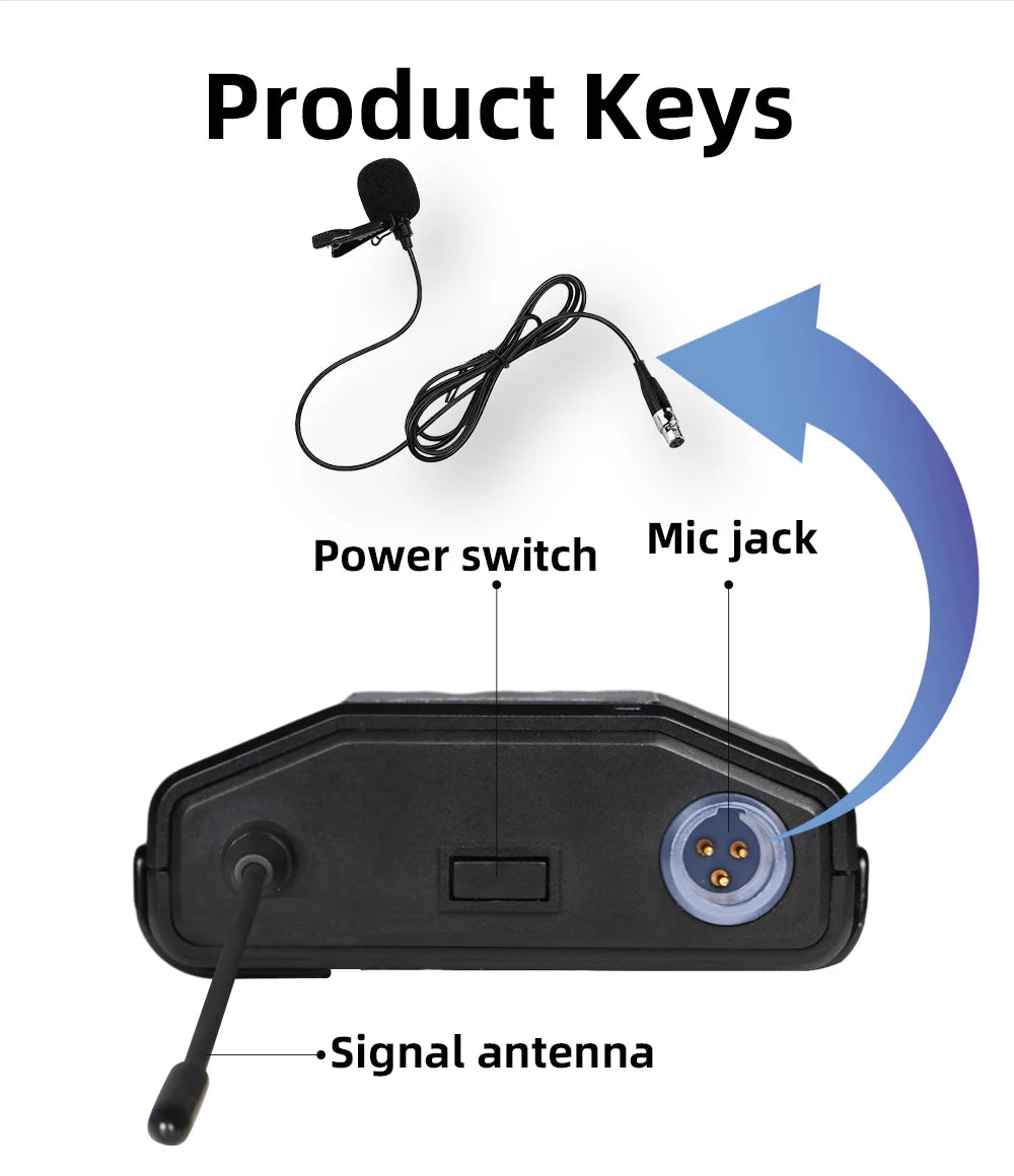 Wireless Lavalier Microphone G-MARK GD1.4 UHF Professional Headset Clip Mic Bodypack Frequency Adjustable 50M For Party Show