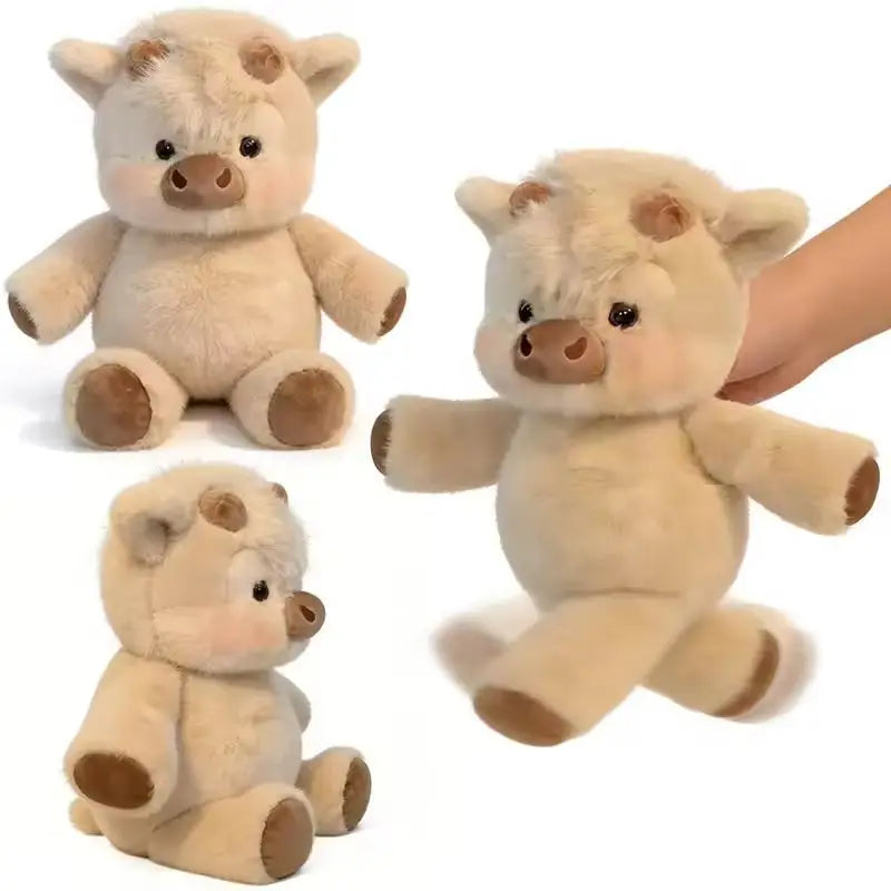 Adorable Highland Cattle Plush Toy - Huggable Running Cow Stuffed Animal Made with Premium Soft Fabric, Soothing Companion
