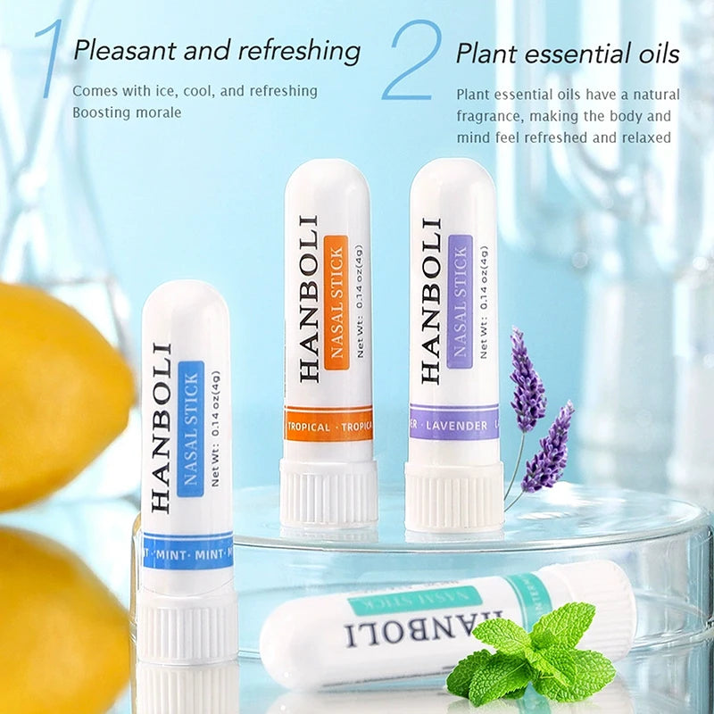 4Pcs Nasal Stick Boosts Focus Enhances Breathing Provides Fresh Sensation Aromatherapy Inhaler Prevent Drowsy Driving