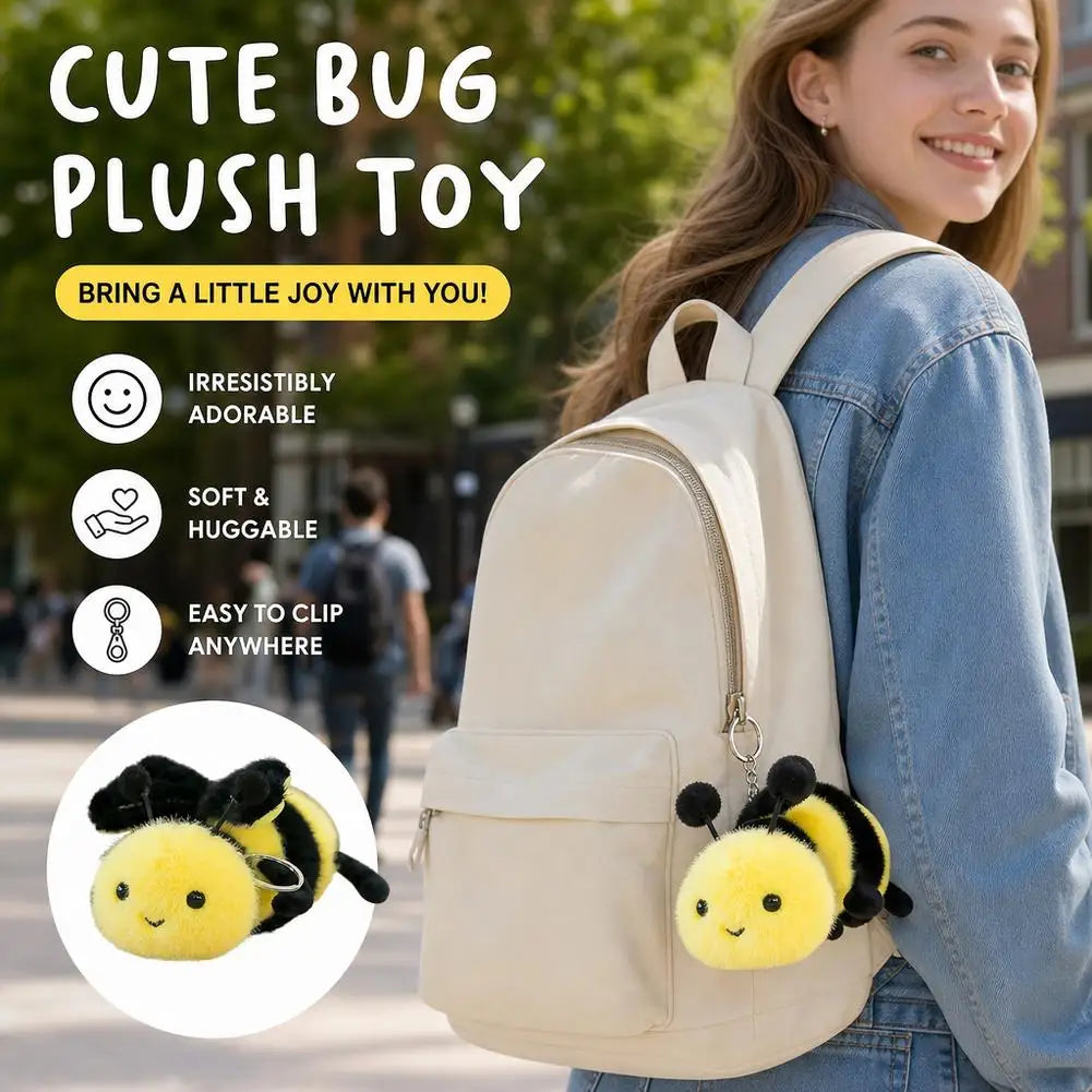 Small Insect Plush Pendant Keychain Animal Plush Toy Doll Keychain Creative Stuffed Doll Bag Pendant Cute Snail Bee Keyring