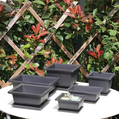 Rectangular Square Flowerpots Imitation Purple Clay Succulent Plants Pots Oval Pots Outdoor Garden Landscape Bonsai Pot Trays