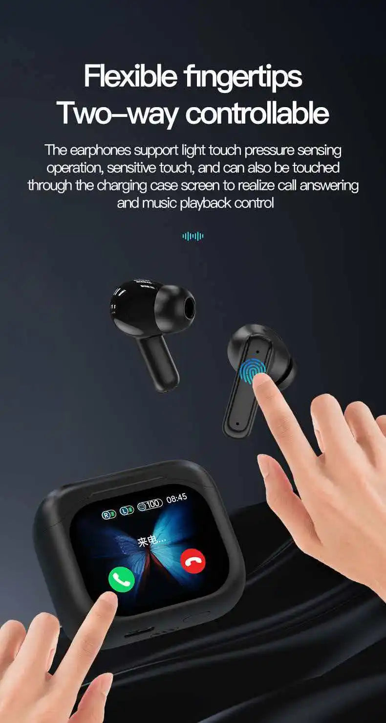 Smart AI Translation Bluetooth Earphones With LCD Display Noise Reduce New Wireless Digital Long Battery Life Display Headphone