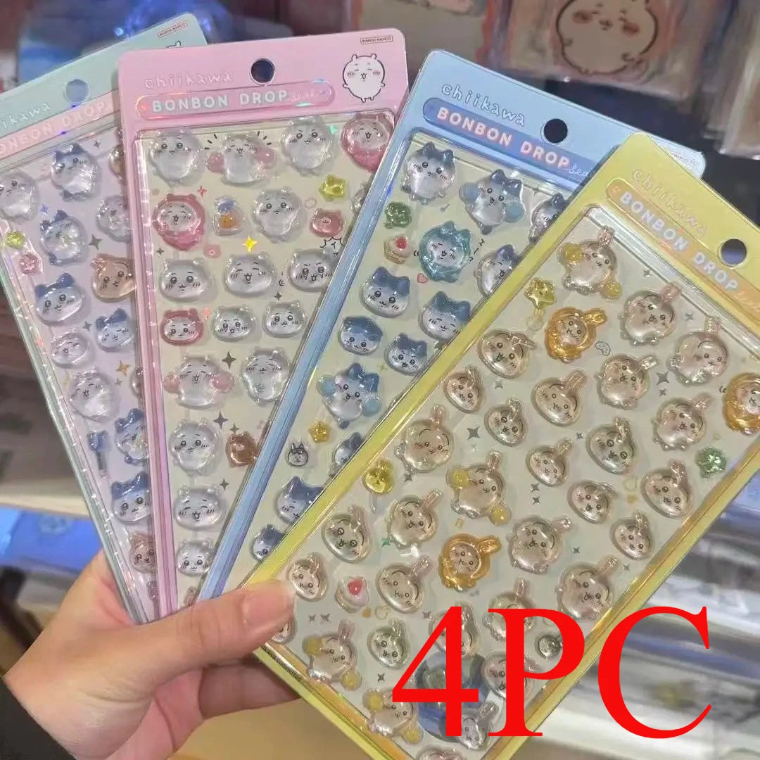 3D Cute 1/4pcs Crystal Stickers Chiikawa Usagi Phone Case Decoration Nail DIY Decorative Stickers for Notebook Laptop waterproof