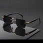 Metal Rimless Sunglasses Metal Hinges Men's Women's Beveled Edge Outdoor UV Protection Eyewear Brand Designer Stylish Glasses