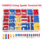 140-1200Pcs Assorted Spade Terminals Insulated Cable Splice Butt Connector Electrical Wire Crimp Ring Fork Set Ring Lugs Kit