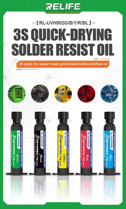 RELIFE RL-UVH902 3 Seconds Quick Drying Oil for Mobile Phone Motherboard BGA PCB Flying Line UV Repair Quick Curing Oil Tool