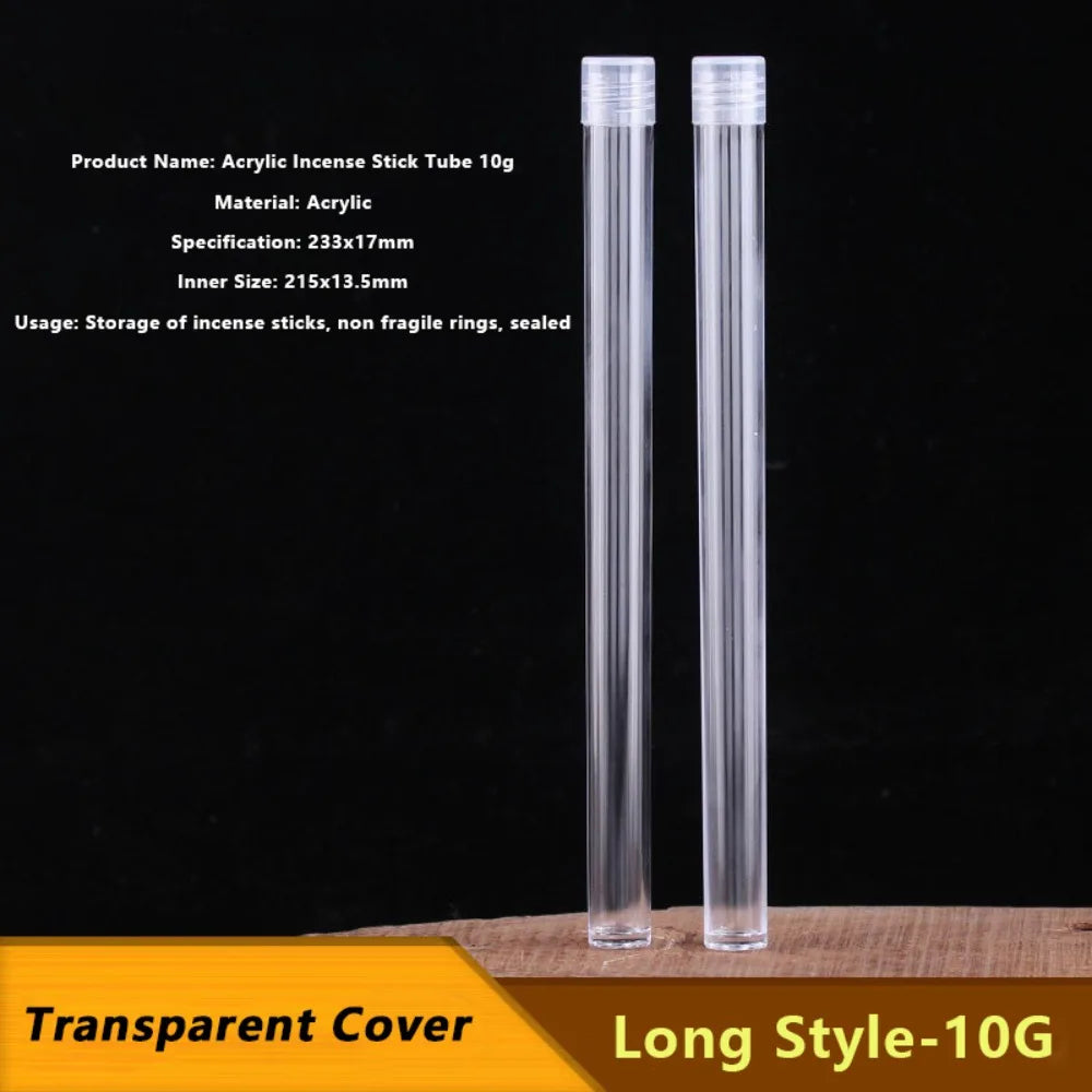 Portable Acrylic Incense Stick Tube Transparent with Detachable Airtight Lid Incense Holder Joss Stick Storage Tube