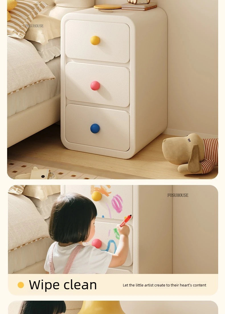 Cute Solid Wood Children's Nightstands for Children Furniture Dormitory Storage Bedside Tables Narrow Kid's Storage Cabinet