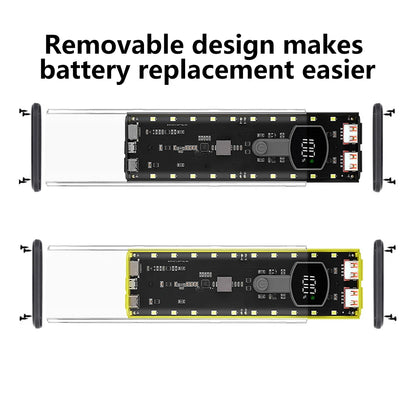8×18650 battery case, DIY battery storage box with PD 45W super-fast charging, solder-free power bank casing, with outdoor light