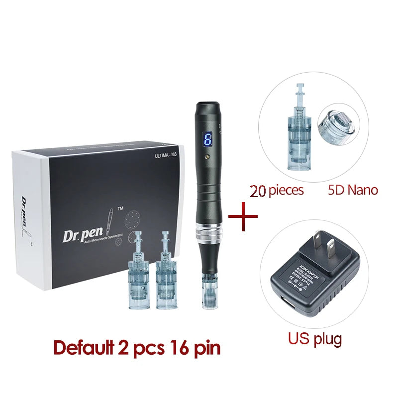 Dr pen Ultima M8 With 22 Cartridge Wireless MTS Derma Microneedle Pen Kit Professionals Use Beauty Machine Needle length 0.25 mm