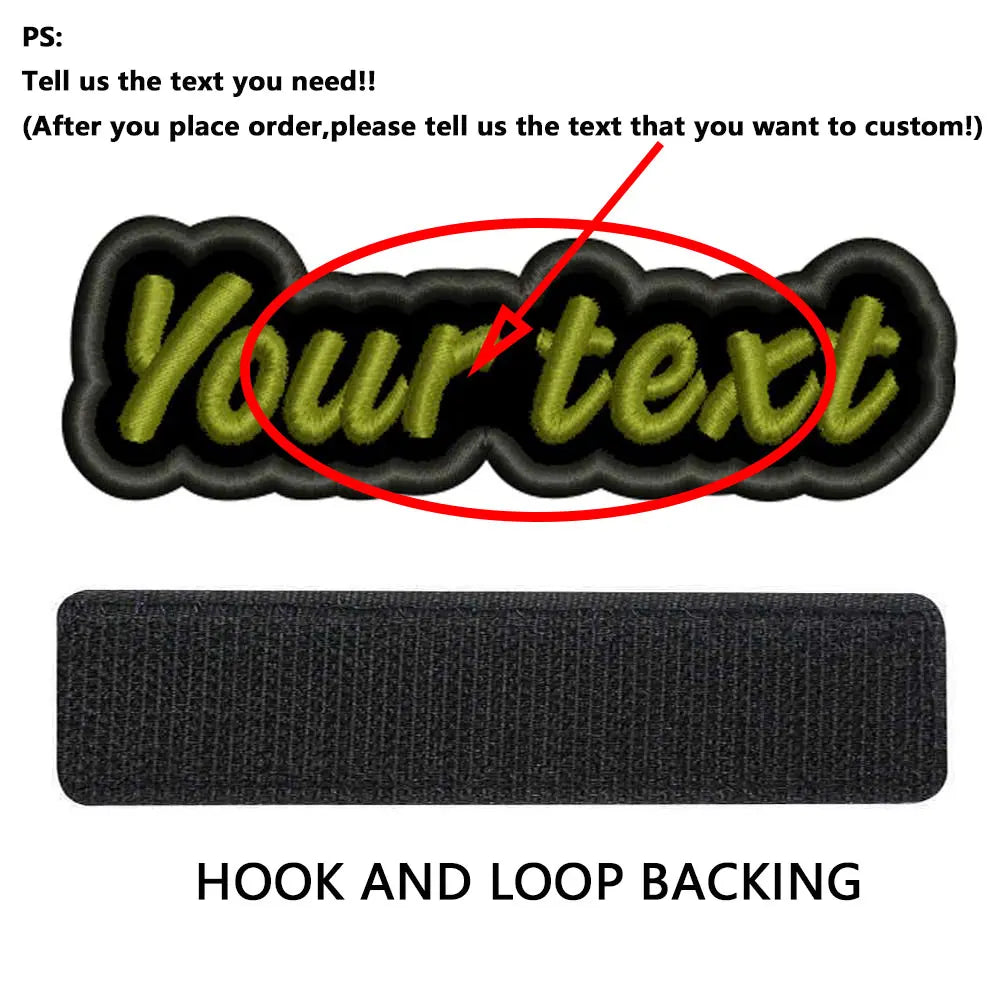 Custom Colorful Irregular Shape Embroidered Name Patch, Personalized Text Badge with Iron-On backing and Hook&Loop Backing
