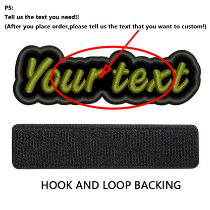 Custom Colorful Irregular Shape Embroidered Name Patch, Personalized Text Badge with Iron-On backing and Hook&Loop Backing