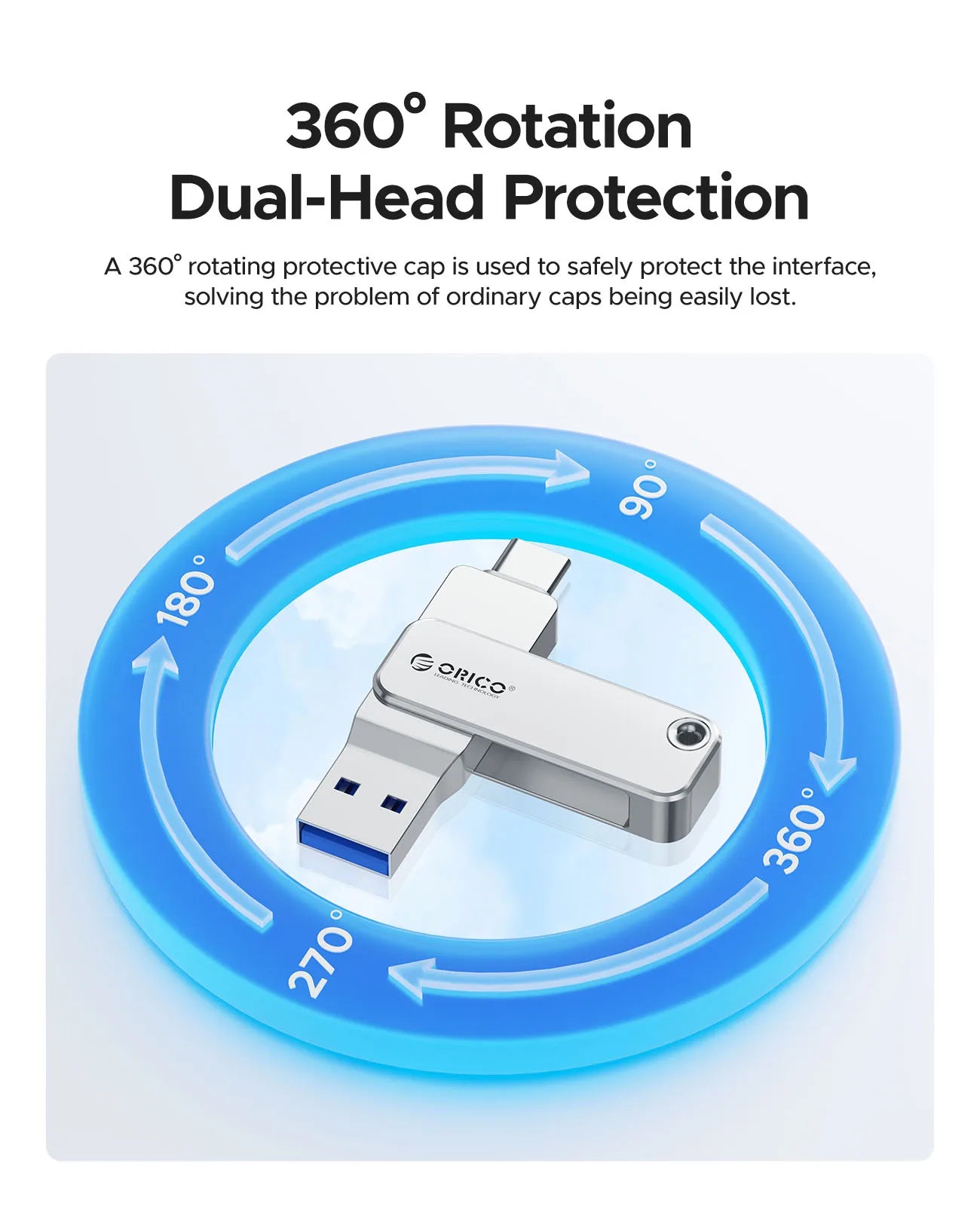 ORICO 128GB USB C Flash Drive Dual USB 3.2 Flash Drive Type C + USB A Portable Type-C Flash Drive 2-in-1 USB-C Thumb Drive