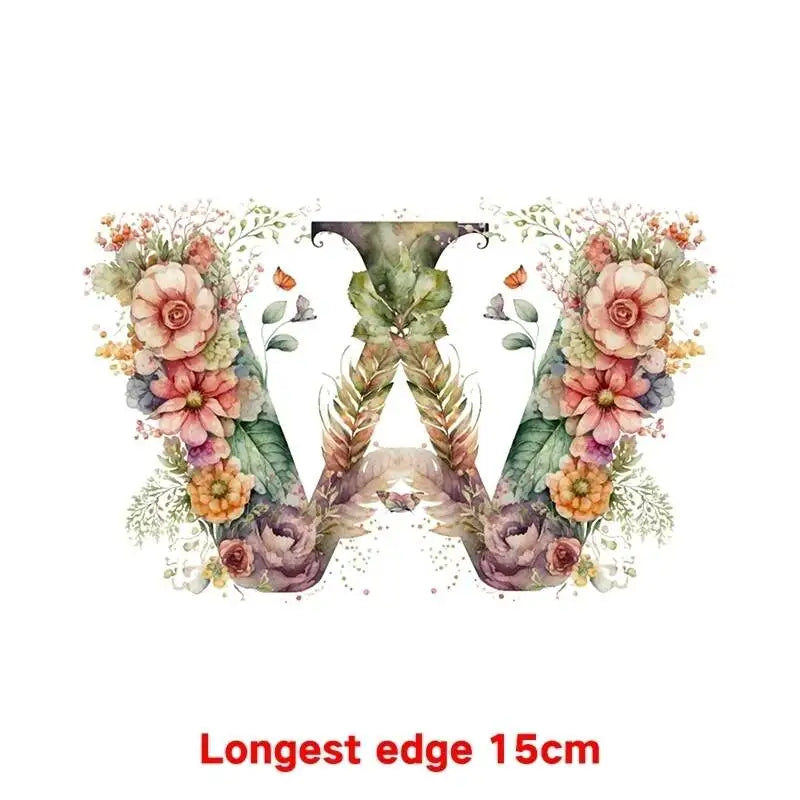 15cm Cartoon Flower Alphabet Heat Transfer Heat Press Printed Accessories PatchDIY children's clothing decoration sticker