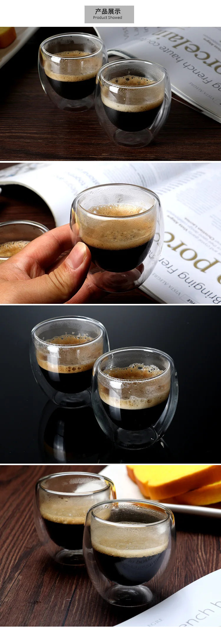 2-6PCS 80ml Double-layer Insulated Glass Cup High Borosilicate Glass Coffee Milk Mug Tea Cup Restaurant Household Drinkware Gift