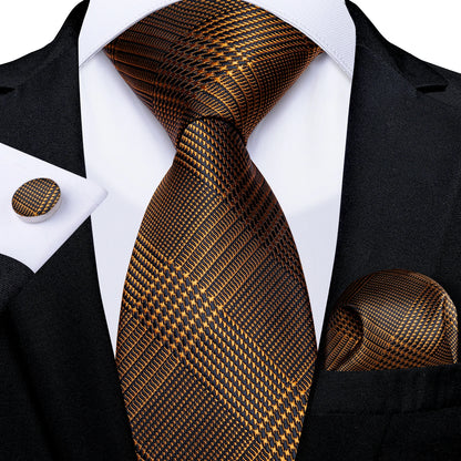 Luxury Black Gold Paisley Striped Floral Silk Men's Tie Set Handkerchief Cufflinks Wedding Party Accessories Groom Gift for Men
