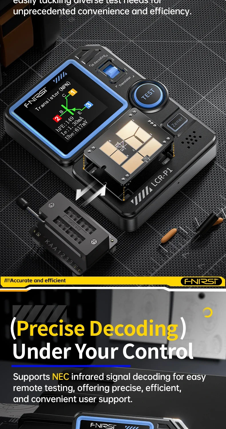 FNIRSI LCR - P1 A Multifunctional Tester for Transistors, Diodes, Capacitance, Resistance, LCR and ESR Measurements