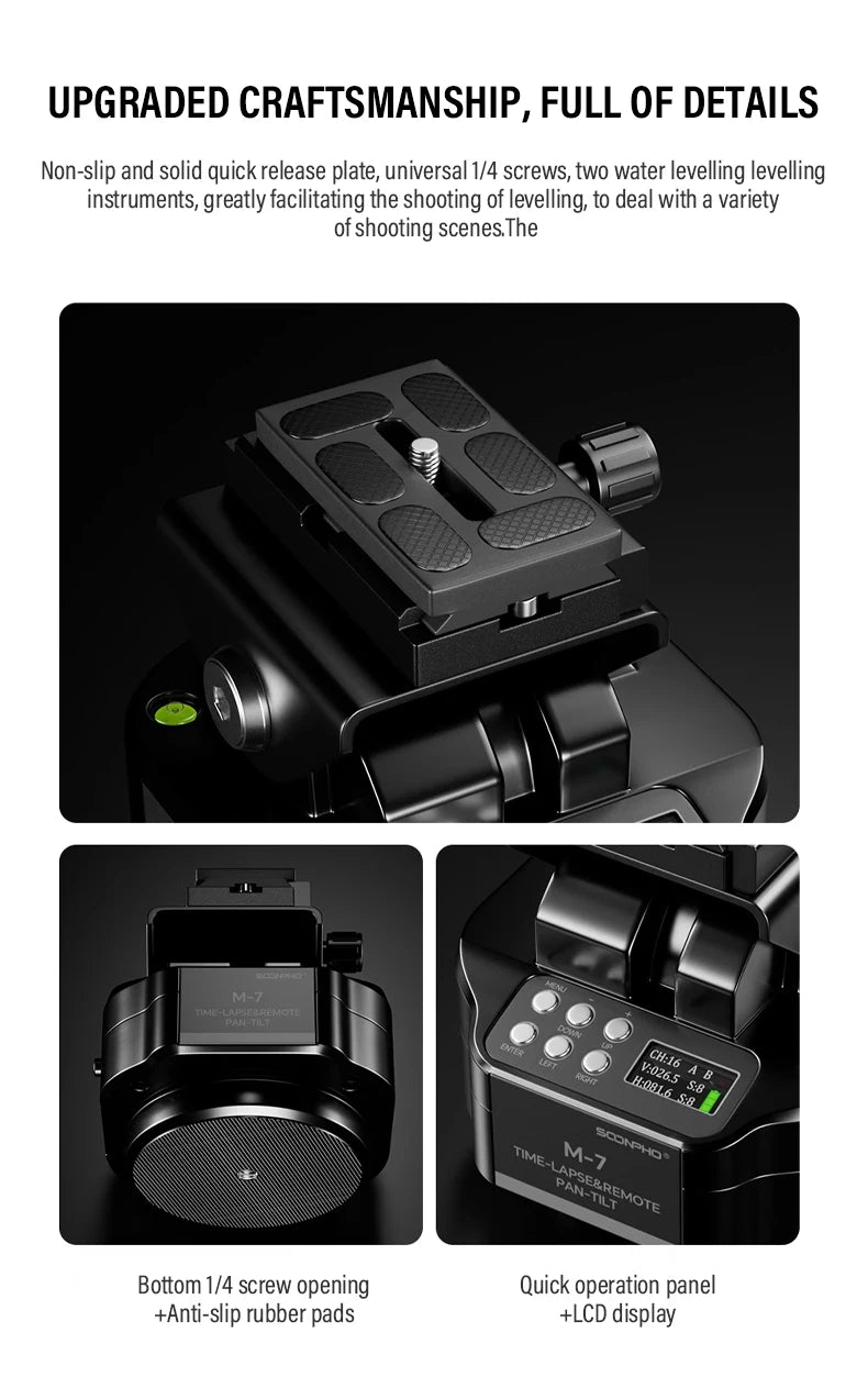 Soonpho M7 Photography Electric Gimbal Remote Control 360° Pan Tilt Head Motorised Gimbal  Auto Face Tracking Tripod