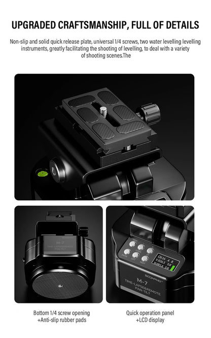 Soonpho M7 Photography Electric Gimbal Remote Control 360° Pan Tilt Head Motorised Gimbal  Auto Face Tracking Tripod