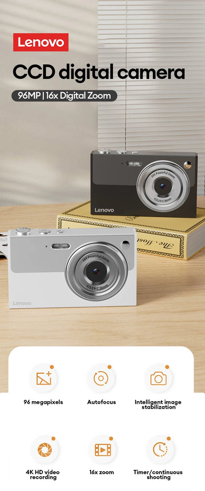 Cyfrowy Aparat Fotograficzny Lenovo 96MP 16-krotny Zoom Cyfrowy Aparat dla Studentów do Użytku Zewnętrznego Przeciwwstrząsowy Cyfrowe Wideo Autofocus z Kartą 32G XJ22