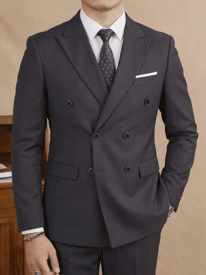 Men'S Slim Fit 2pcs Suit Double Breasted Business Wedding Prom Tuxedo Suits Blazer & Pants Set