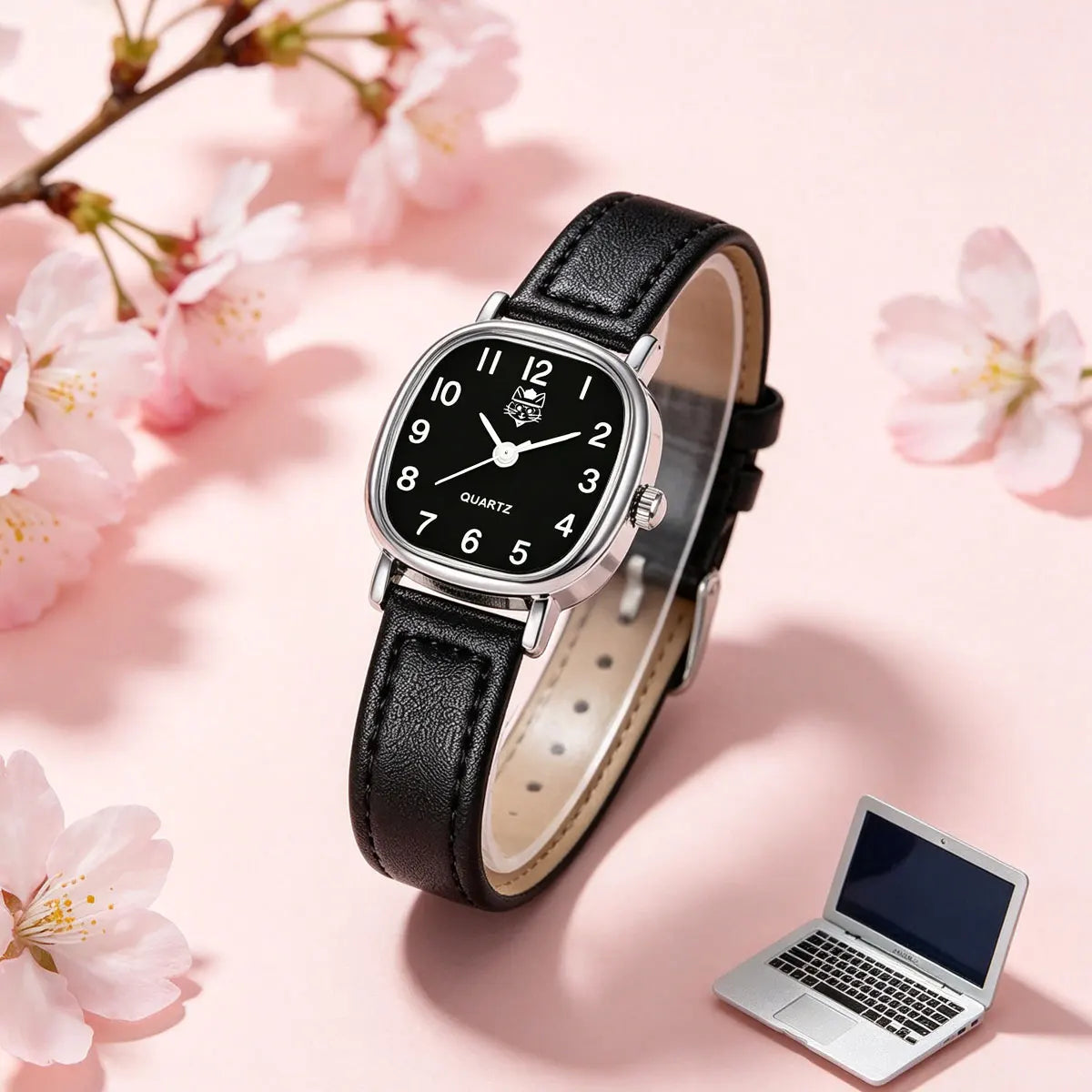 Korean version of the trendy ladies watch fashion small Arab quartz watch leather strap watch