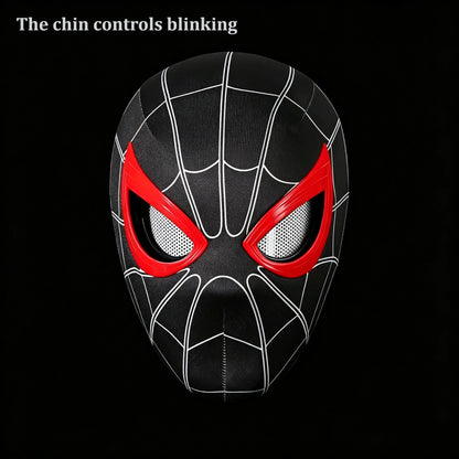 In Stock Miles Spider-Man 1:1 Scale Electronic Mask With Moving Glowing Eyes Ring Control Cosplay Toy Gift For Boys Gift