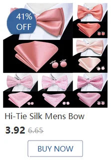 Hi-Tie Mens Bow Tie Hanky Cufflinks Set White Black Gray Silver Pre-tied Butterfly Knot Bowtie for Male Wedding silk Business