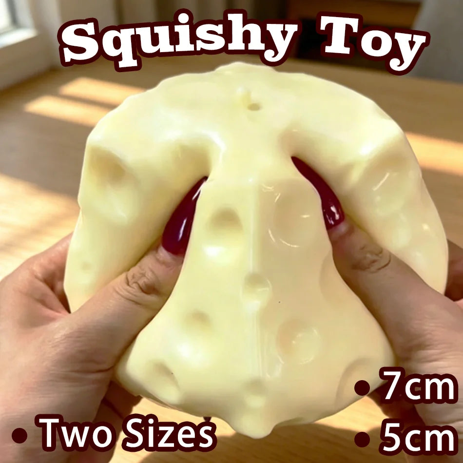 Cheese Cube Pressure Ball Large Cheese Deformable Squeeze Ball No Bounce Fidget Toy Sensory Anti Pressure Christmas Gift