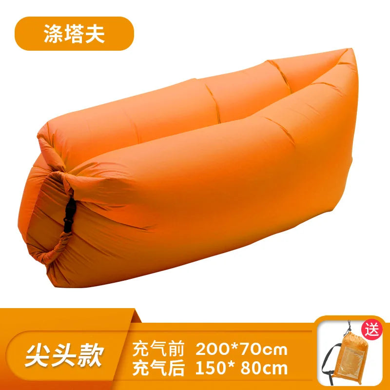Pillow style inflatable sofa, outdoor portable lazy air sofa, foldable inflatable bed, sleeping bag