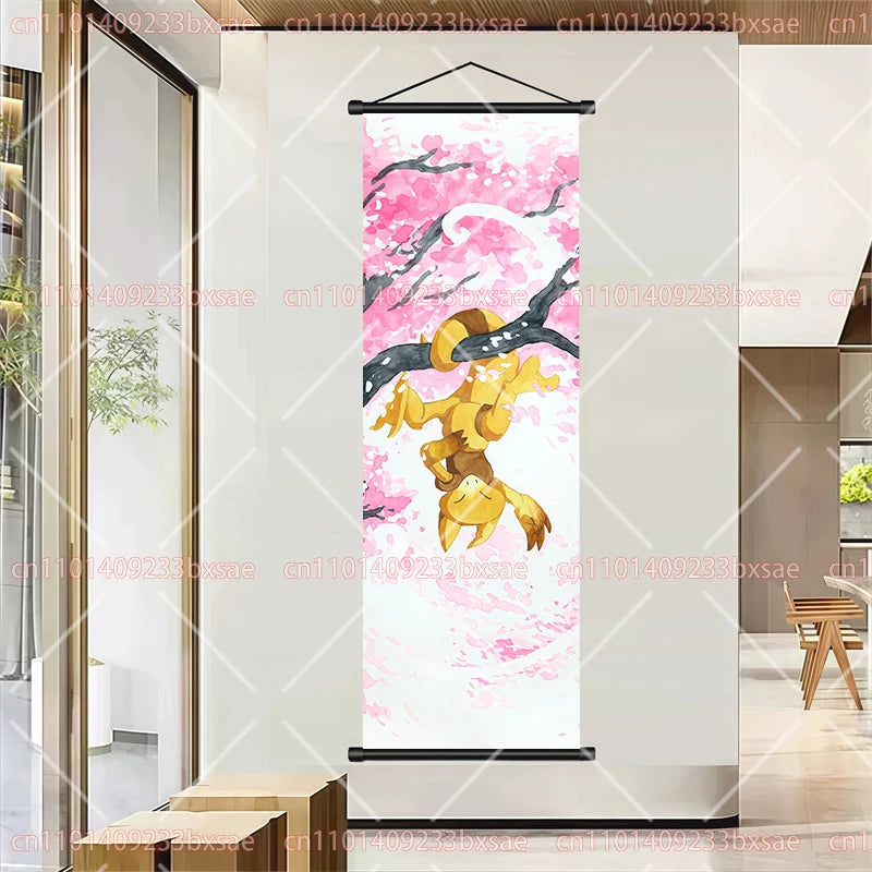 Pokémon Retro HD Scroll Painting Poster Squirtle Eevee Charmander Bulbasaur Gyarados Charizard Fan Collection Children's Gift