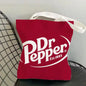 Classic Red Drink D-Dr P-PePper Storage Bags Canvas Double-Sided Print Fashion Shoulder Tote Shopping Bag Gift Eco Handbags