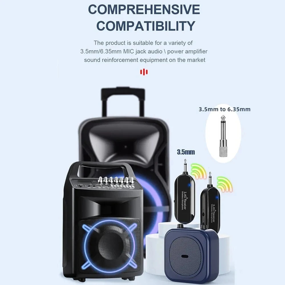 Wireless Headset Microphone Kit 2.4G with Transmitter And Receiver for Voice Amplifier Speaker Suitable for Teaching Stage Guide