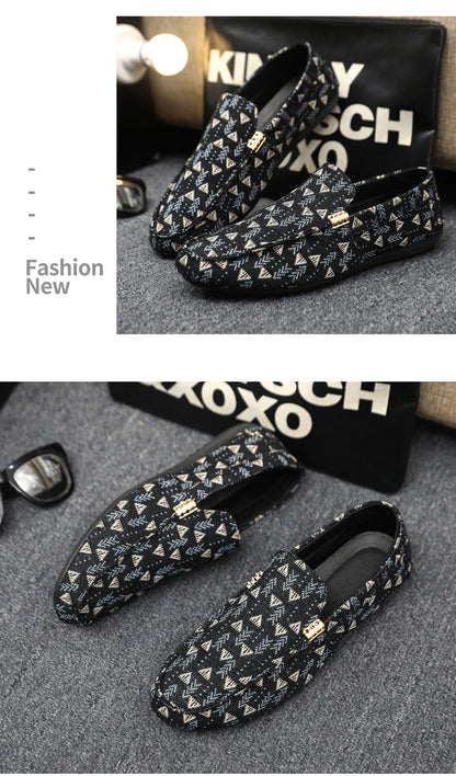 Summer Flat Casual Shoes Men Canvas Loafers Lightweight Breathable Slip-on Shoes Man Comfortable Non-slip Men's Driving Shoes