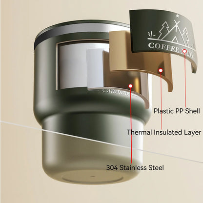 400ml 304 Stainless Steel Double Layer Thermal Cup, Insulated Water Mug for Office Milk Coffee, Student Portable Sealed Tumbler