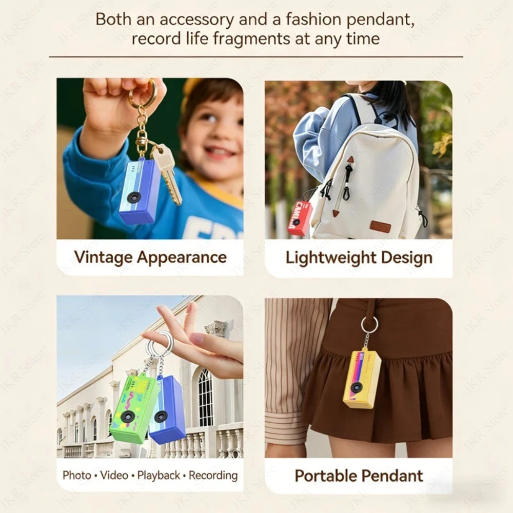 1Pc Portable Mini Thumb Camera Keychain Camcorder 1080p Video Recorder with Memory Card Support and Built-in Flash for Events