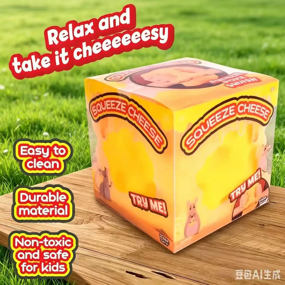 Sticky Soft Cheese Block-yellow, Plastic Decompression Toy, with Squeezing Function To Pinch The Toy To Vent.